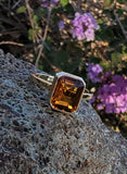 14k yellow gold emerald cut CITRINE estate ring