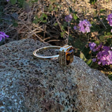 14k yellow gold emerald cut CITRINE estate ring