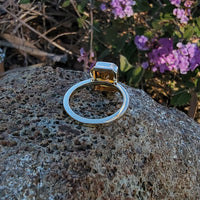 14k yellow gold emerald cut CITRINE estate ring