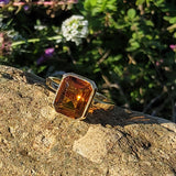 14k yellow gold emerald cut CITRINE estate ring