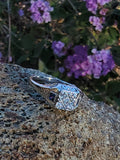 18k white gold vintage Art Deco 5 Diamond & Sapphire filigree Ring