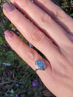 14k white gold Emerald & Diamond estate Art Deco vintage antique ring