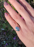 14k white gold Emerald & Diamond estate Art Deco vintage antique ring
