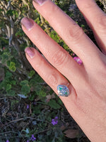 14k white gold Emerald & Diamond estate Art Deco vintage antique ring