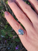 14k white gold Emerald & Diamond estate Art Deco vintage antique ring