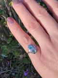 14k white gold Emerald & Diamond estate Art Deco vintage antique ring