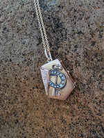 10k gold vintage seed pearl horseshoe key LOCKET pendant necklace
