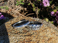 18k white gold vintage Art Deco diamond bridal set - apx  .35ct tw