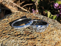 18k white gold vintage Art Deco diamond bridal set - apx  .35ct tw