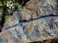10k white gold c.1920's Deco filigree diamond & blue sapphire bracelet