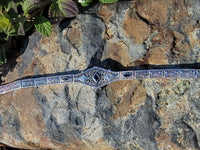 10k white gold c.1920's Deco filigree diamond & blue sapphire bracelet