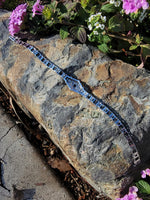 10k white gold c.1920's Deco filigree diamond & blue sapphire bracelet