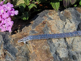 10k white gold c.1920's Deco filigree diamond & blue sapphire bracelet