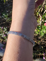 10k white gold c.1920's Deco filigree diamond & blue sapphire bracelet