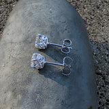 14k white gold old European cut diamond scroll stud earrings - .75ct tw