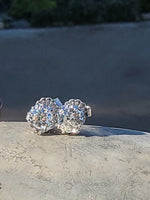 14k white gold old European cut diamond scroll stud earrings - .75ct tw