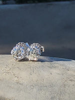 14k white gold old European cut diamond scroll stud earrings - .75ct tw