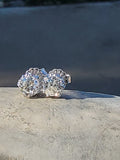 14k white gold old European cut diamond scroll stud earrings - .75ct tw
