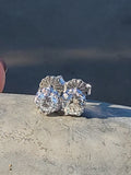 14k white gold old European cut diamond scroll stud earrings - .75ct tw