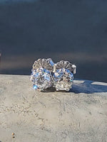 14k white gold old European cut diamond scroll stud earrings - .75ct tw