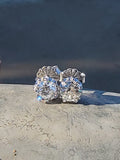 14k white gold old European cut diamond scroll stud earrings - .75ct tw