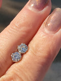 14k white gold old European cut diamond scroll stud earrings - .75ct tw