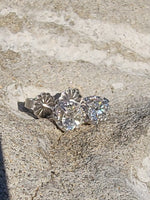 14k white gold old European cut diamond scroll stud earrings - .75ct tw