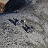 14k white gold old European cut diamond scroll stud earrings - .75ct tw