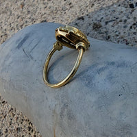 14k gold Edwardian flower floral oval aquamarine ring