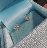 14k white gold European cut diamond scroll stud earrings - .75ct tw