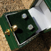 14k white gold European cut diamond scroll stud earrings - .76ct tw