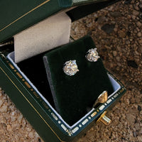 14k white gold European cut diamond scroll stud earrings - .76ct tw