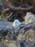 14k white gold Emerald & Diamond estate Art Deco vintage antique ring