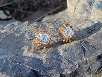 14k gold old mine cut diamond studs earrings - apx .70ct tw