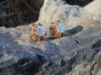 14k gold old mine cut diamond studs earrings - apx .70ct tw