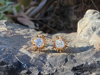 14k gold old mine cut diamond studs earrings - apx .70ct tw
