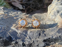 14k gold old mine cut diamond studs earrings - apx .70ct tw