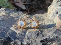 14k gold old mine cut diamond studs earrings - apx .70ct tw