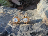 14k gold old mine cut diamond studs earrings - apx .70ct tw