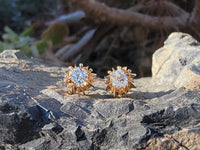 14k gold old mine cut diamond studs earrings - apx .70ct tw