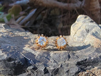14k gold old mine cut diamond studs earrings - apx .70ct tw