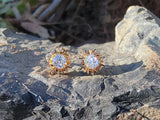 14k gold old mine cut diamond studs earrings - apx .70ct tw