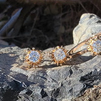 14k gold old mine cut diamond studs earrings - apx .70ct tw
