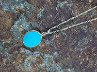 10k yellow gold turquoise bezel necklace pendant