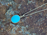 10k yellow gold turquoise bezel necklace pendant