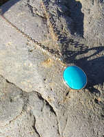 10k yellow gold turquoise bezel necklace pendant