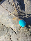10k yellow gold turquoise bezel necklace pendant
