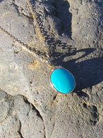 10k yellow gold turquoise bezel necklace pendant