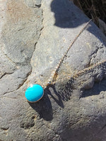10k yellow gold turquoise bezel necklace pendant