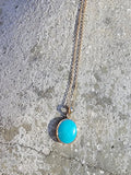 10k yellow gold turquoise bezel necklace pendant